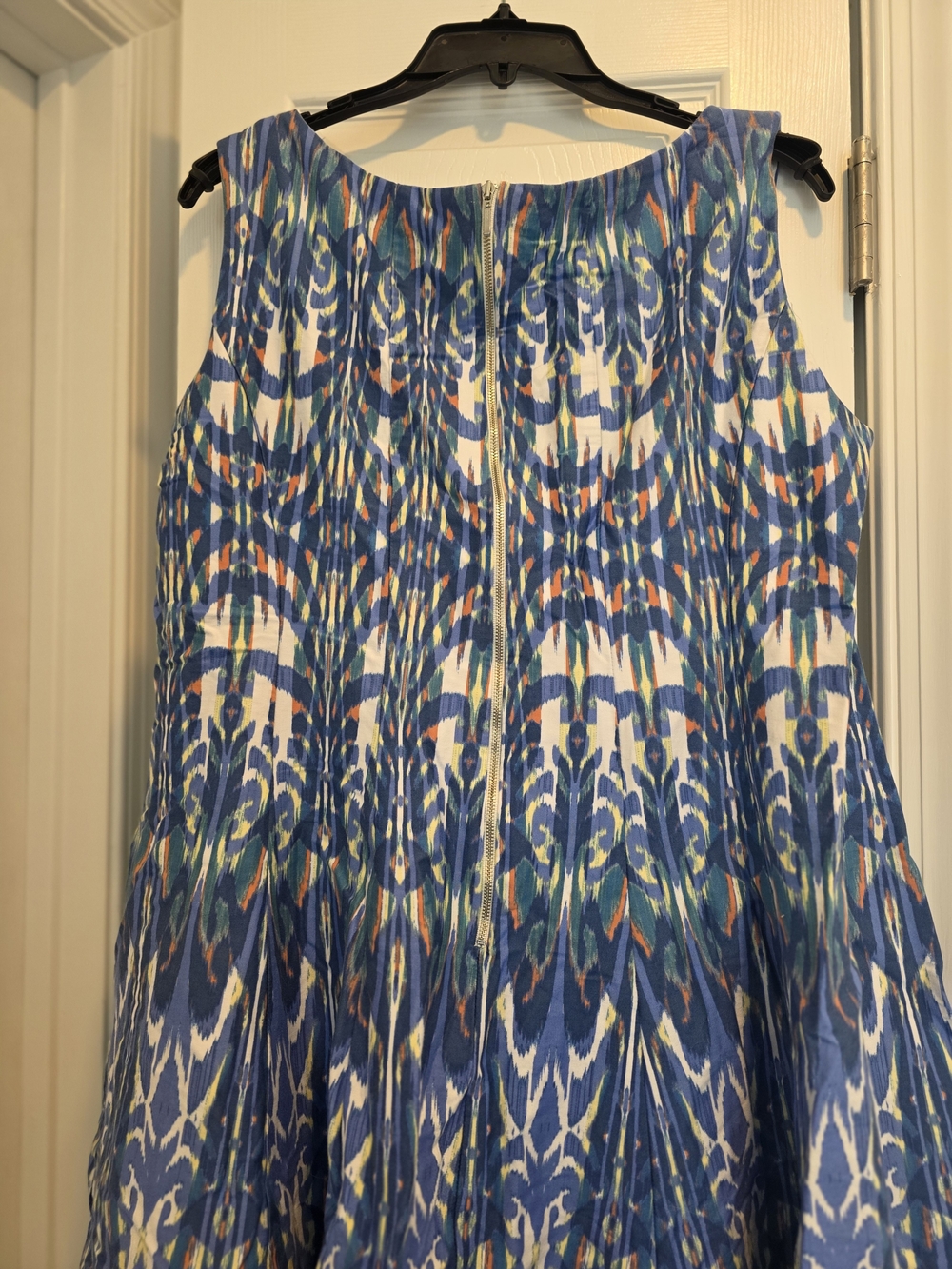 Blue Multi-Pattern Sleeveless Dress